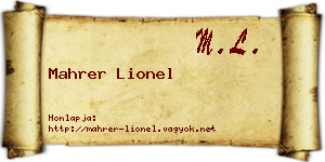 Mahrer Lionel névjegykártya